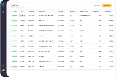 TaxAgent Transaktionen Übersicht